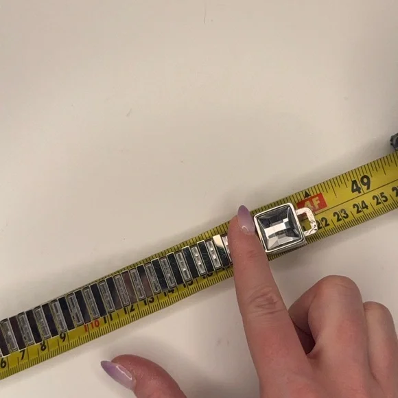 Vintage Y2K Silver Rhinestone Stretch Belt Crystal Statement Belt Disco Style - Picture 7 of 7